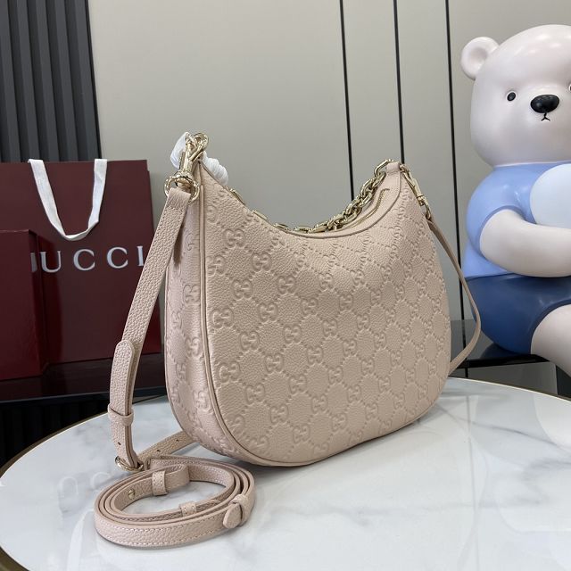 GG original calfskin emblem large shoulder bag 820453 light pink