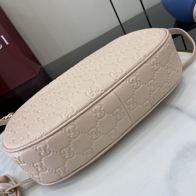 GG original calfskin emblem large shoulder bag 820453 light pink
