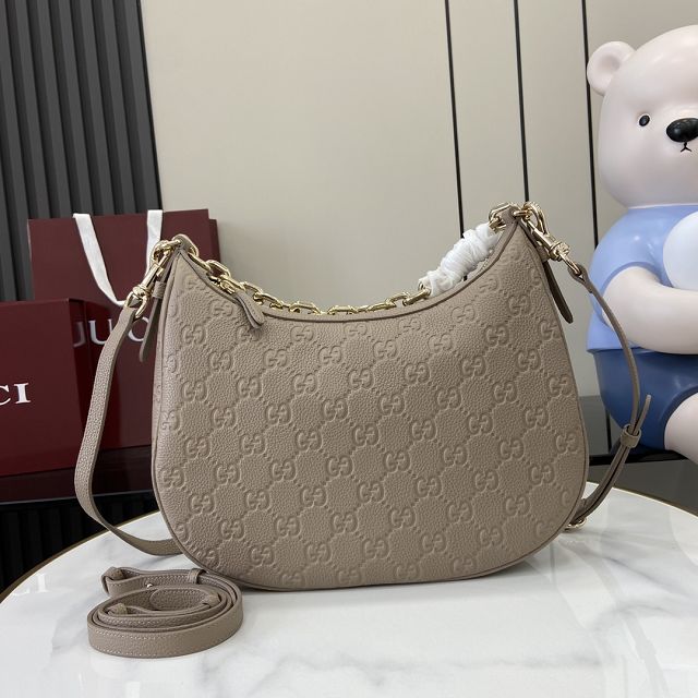 GG original calfskin emblem large shoulder bag 820453 taupe