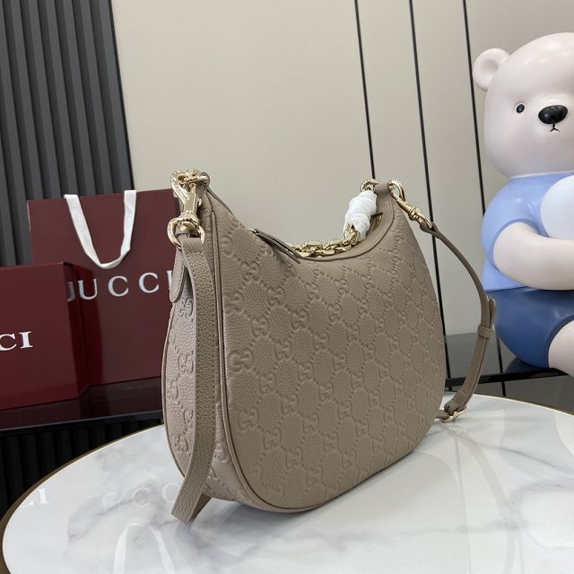 GG original calfskin emblem large shoulder bag 820453 taupe