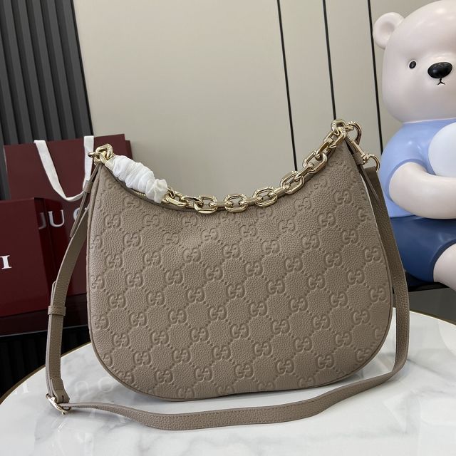 GG original calfskin emblem large shoulder bag 820453 taupe