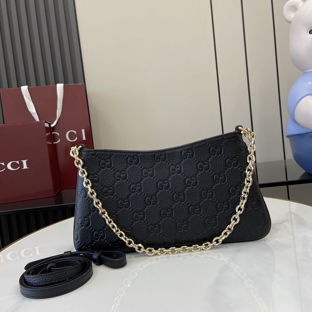GG original calfskin emblem medium shoulder bag 815277 black
