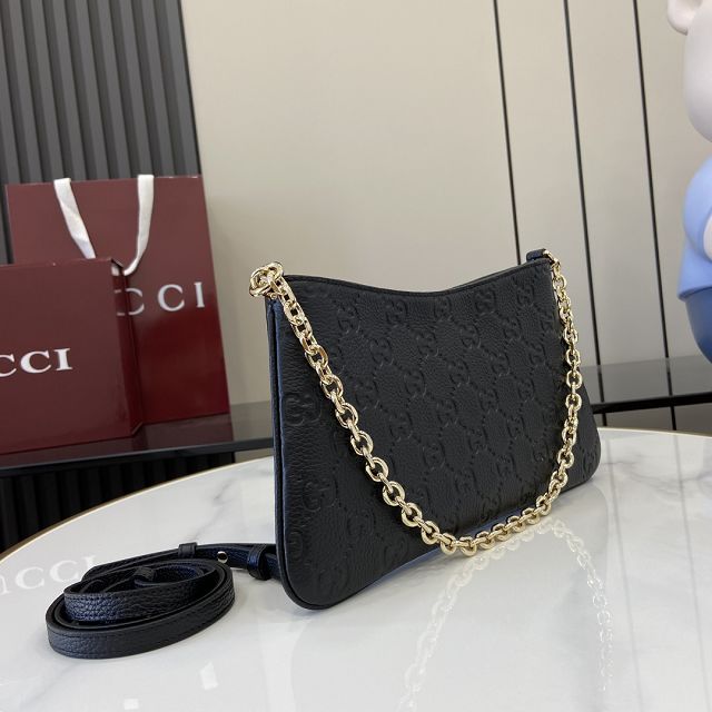 GG original calfskin emblem medium shoulder bag 815277 black
