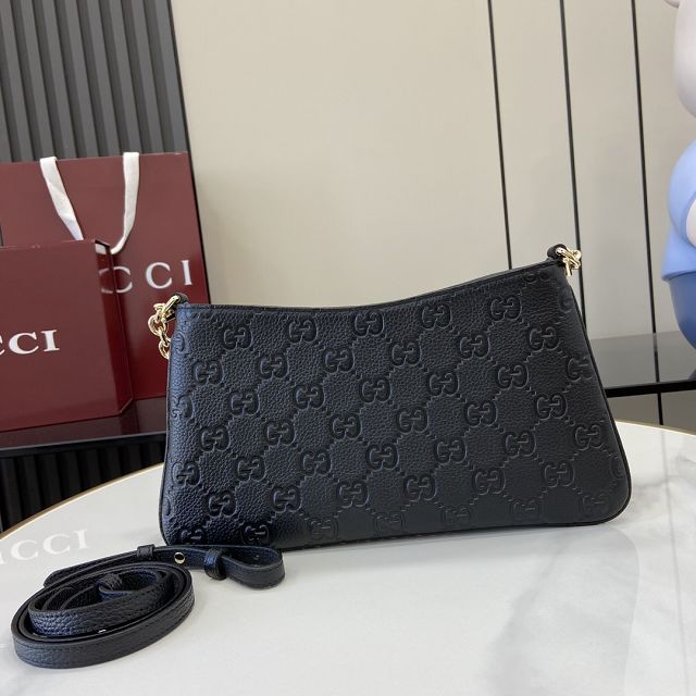 GG original calfskin emblem medium shoulder bag 815277 black