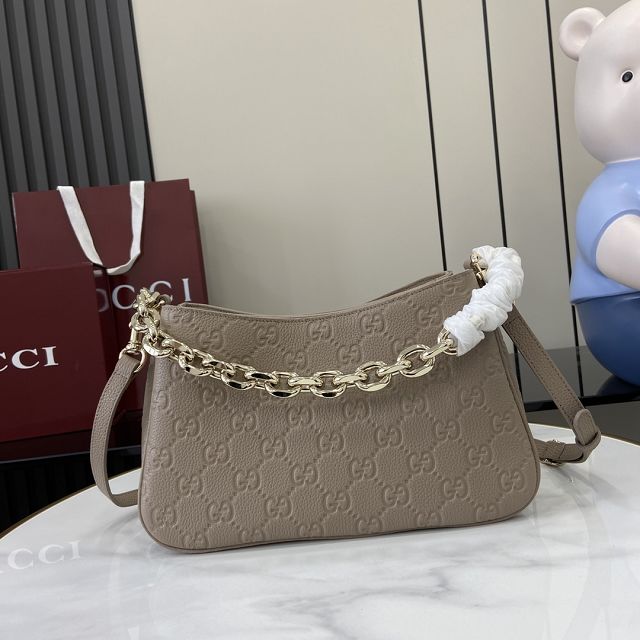 GG original calfskin emblem small shoulder bag 815263 taupe