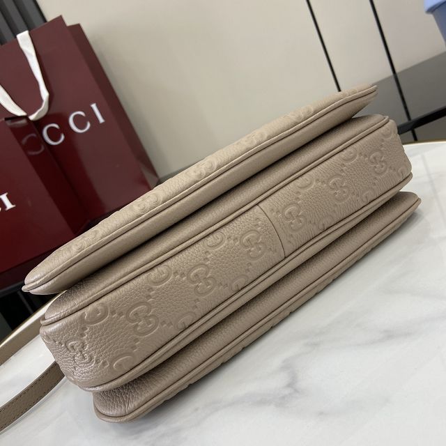 GG original calfskin emblem small shoulder bag 815263 taupe