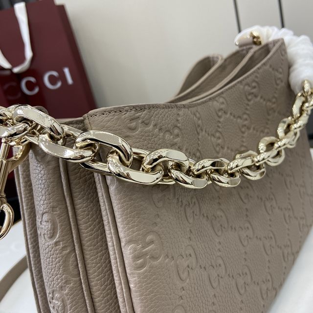 GG original calfskin emblem small shoulder bag 815263 taupe