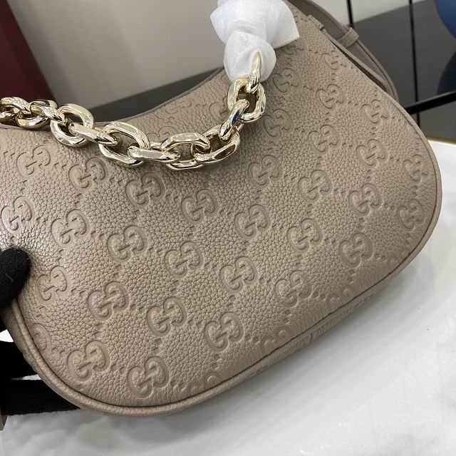 GG original calfskin emblem small shoulder bag 815409 taupe
