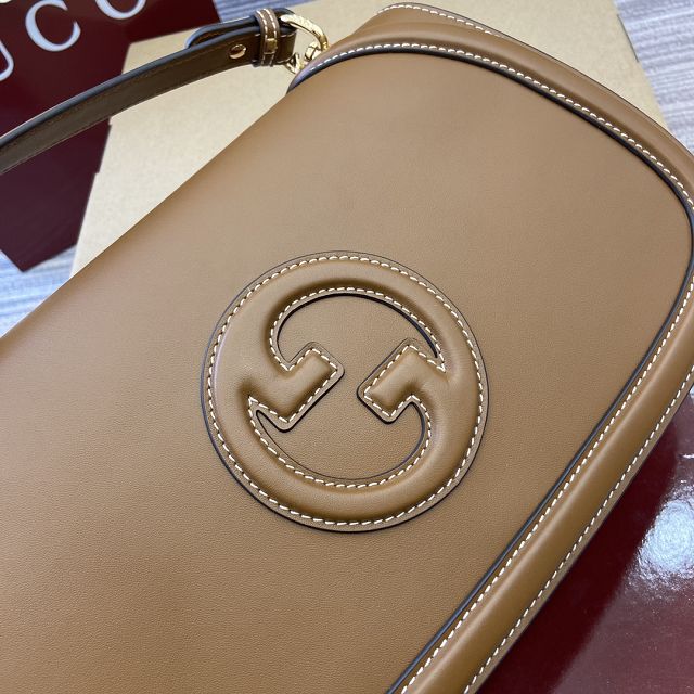 GG original calfskin blondie large top handle bag 815716 brown