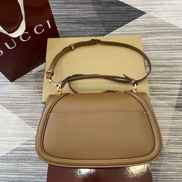 GG original calfskin blondie large top handle bag 815719 brown