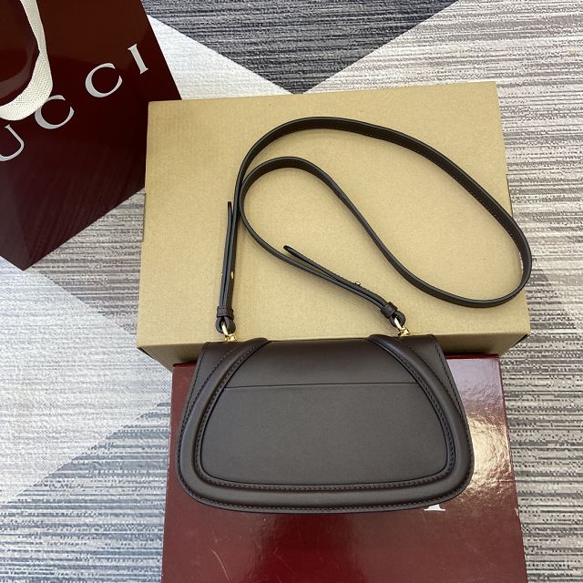 GG original calfskin blondie small shoulder bag 815700 dark coffee