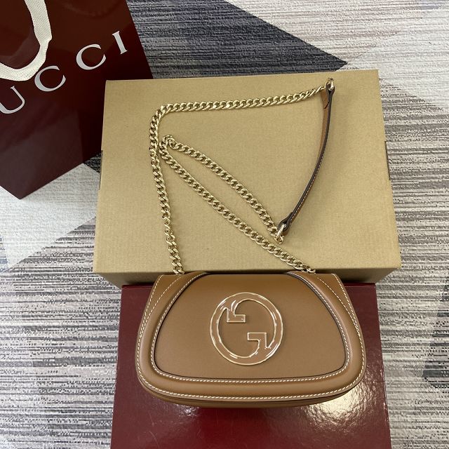 GG original calfskin blondie small shoulder bag 815711 brown
