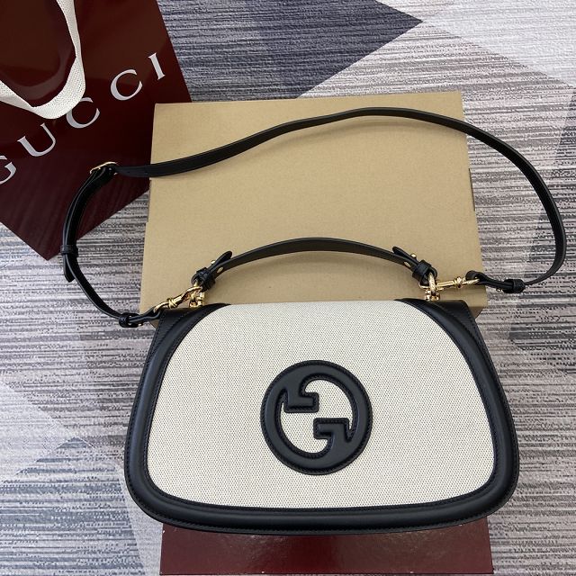 GG original canvas blondie large top handle bag 815716 white&black