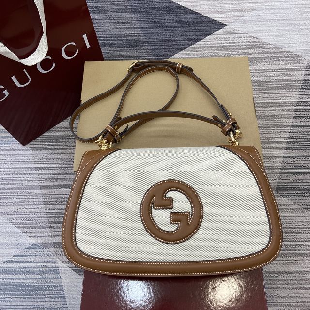 GG original canvas blondie large top handle bag 815716 white&brown