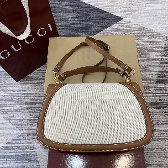 GG original canvas blondie large top handle bag 815716 white&brown