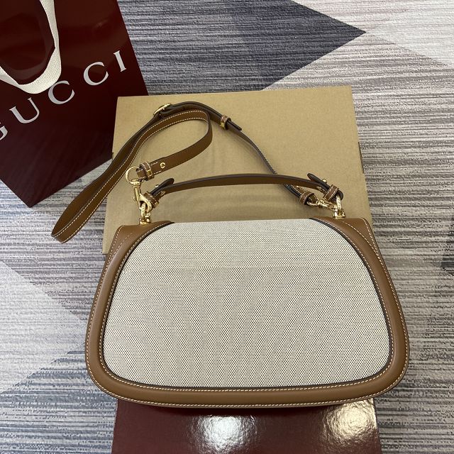 GG original canvas blondie large top handle bag 815719 white&brown