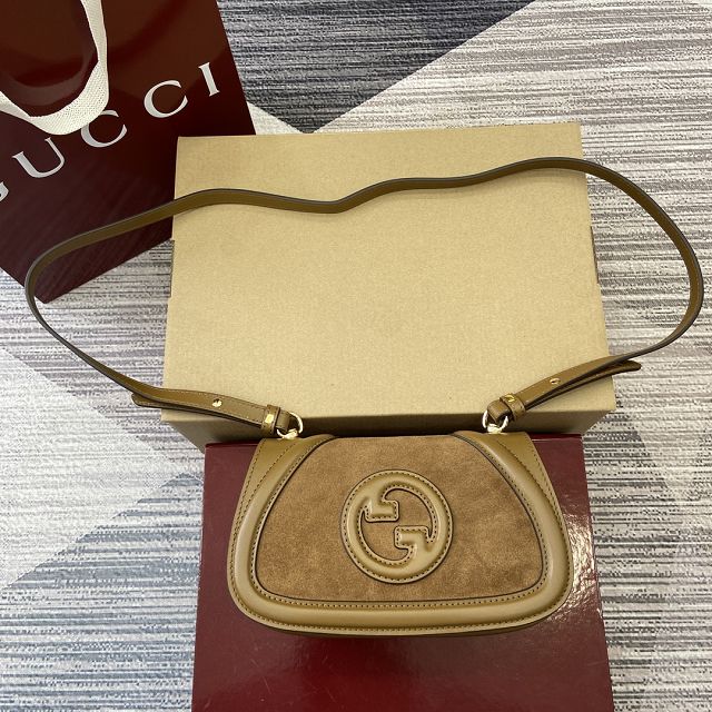 GG original suede calfskin blondie small shoulder bag 815700 brown