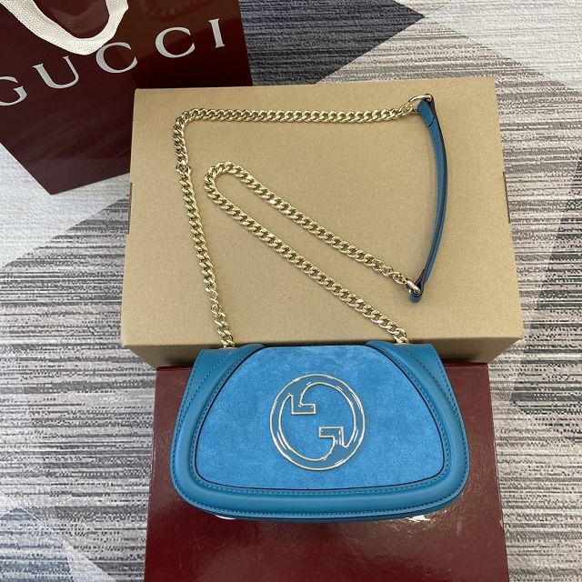GG original suede calfskin blondie small shoulder bag 815711 blue