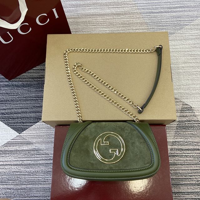 GG original suede calfskin blondie small shoulder bag 815711 green