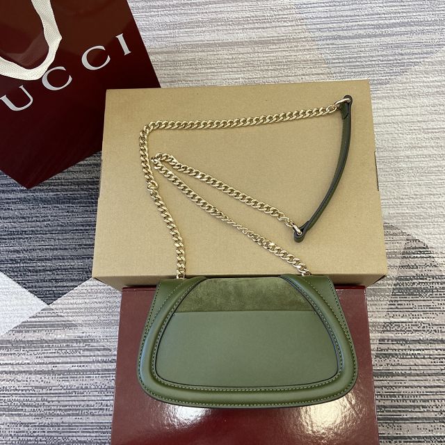 GG original suede calfskin blondie small shoulder bag 815711 green