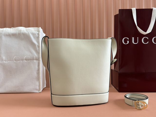 GG original calfskin 73 medium bucket bag 833660 white