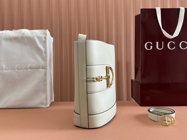 GG original calfskin 73 medium bucket bag 833660 white