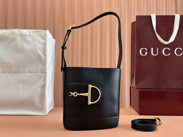 GG original calfskin 73 small bucket bag 833665 black