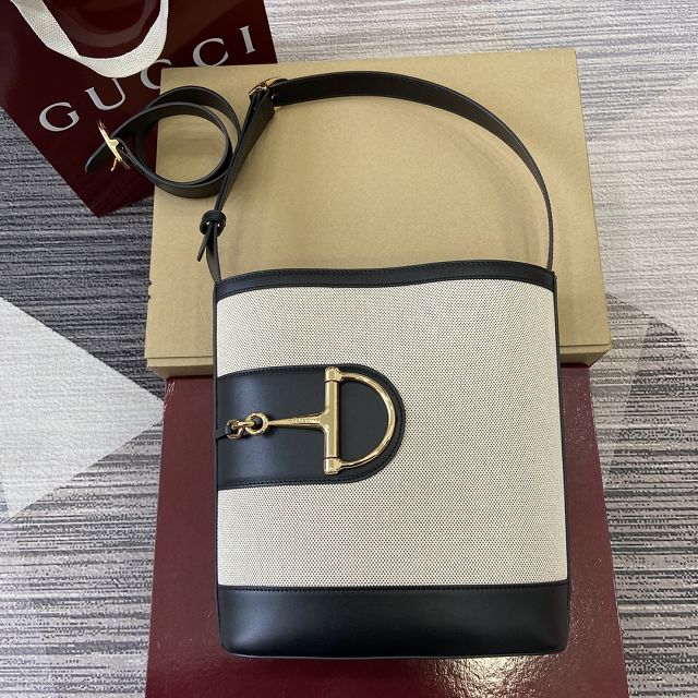 GG original canvas 73 medium bucket bag 833660 black