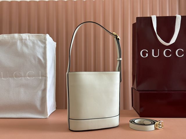 GG original calfskin 73 small bucket bag 833665 white