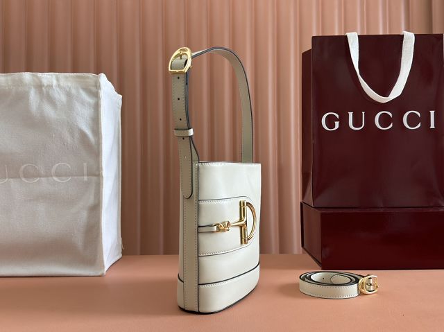 GG original calfskin 73 small bucket bag 833665 white