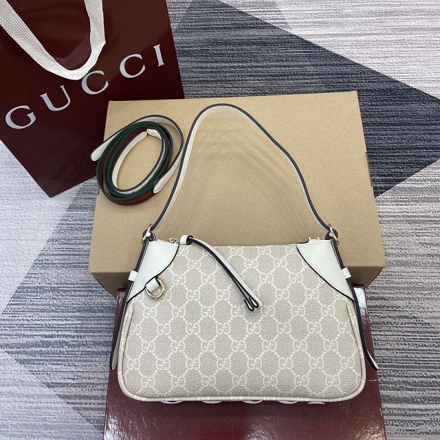 GG original canvas emblem small shoulder bag 815218 white