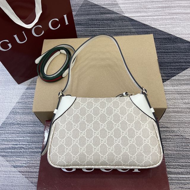 GG original canvas emblem small shoulder bag 815218 white