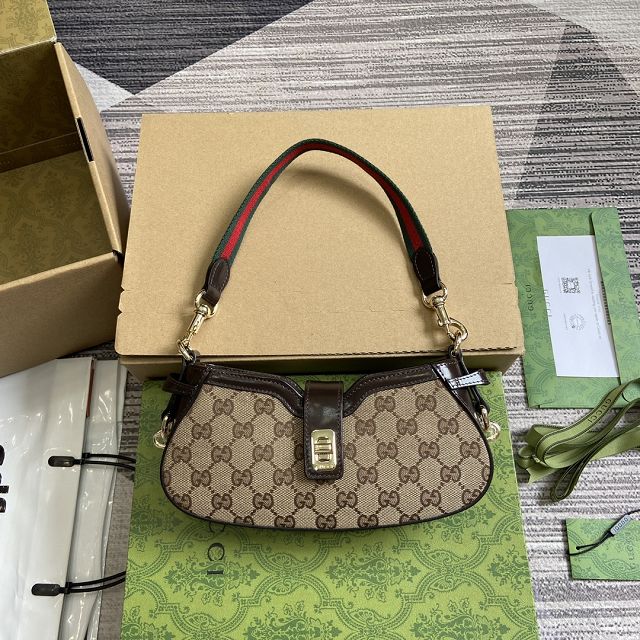 GG original canvas moon side shoulder bag 786015 dark coffee