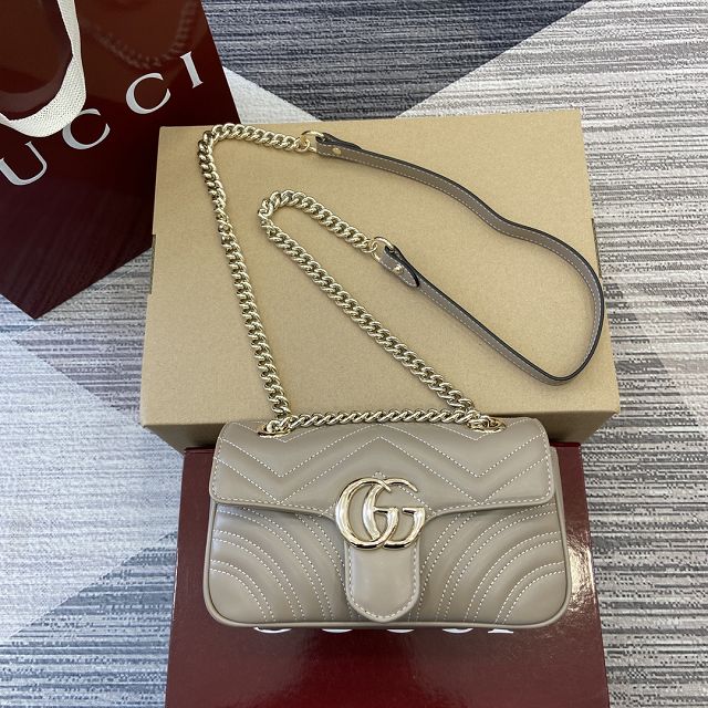 GG original calfskin marmont mini bag 446744 light grey 