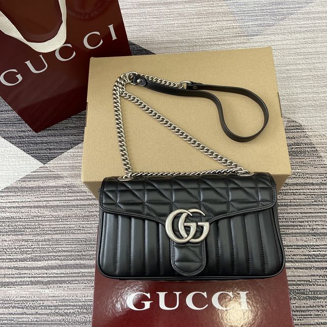 GG original calfskin marmont small shoulder bag 443497 black