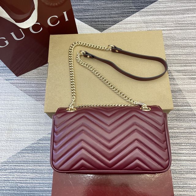 GG original calfskin marmont small shoulder bag 443497 bordeaux