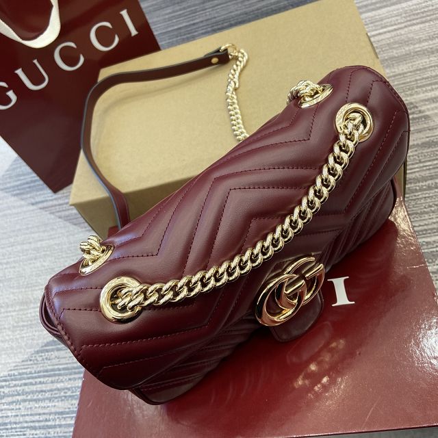 GG original calfskin marmont small shoulder bag 443497 bordeaux