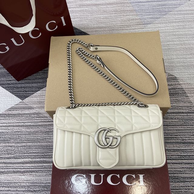 GG original calfskin marmont small shoulder bag 443497 white