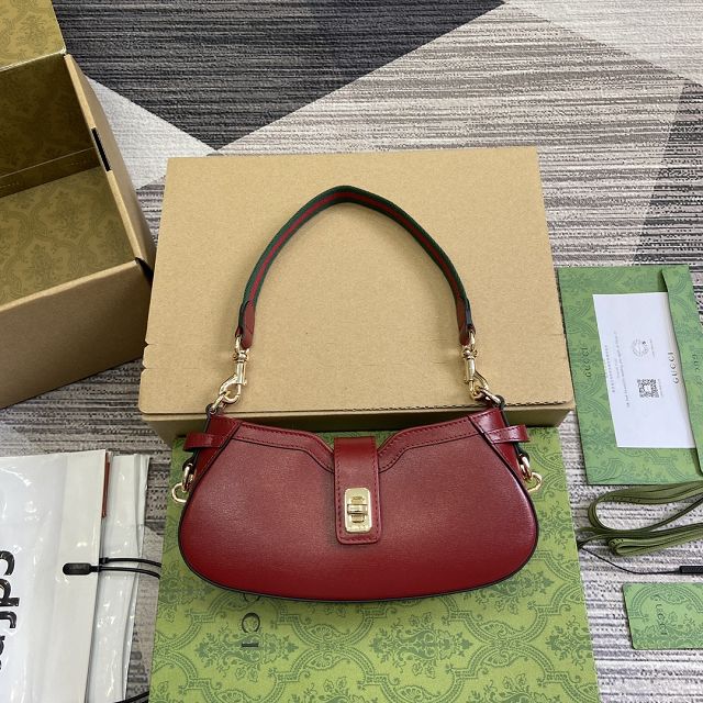 GG original calfskin moon side shoulder bag 786015 wine