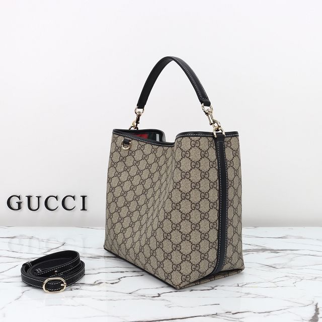 GG original canvas emblem medium bucket bag 815103 black