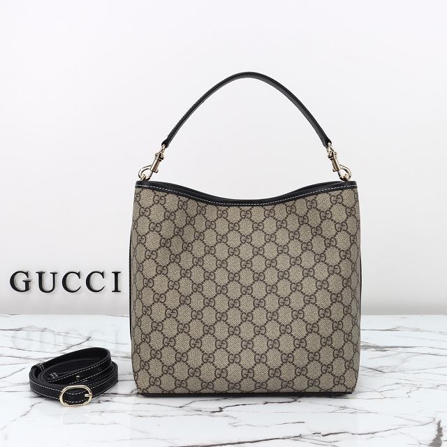 GG original canvas emblem medium bucket bag 815103 black