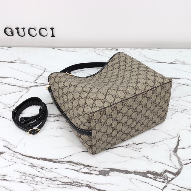 GG original canvas emblem medium bucket bag 815103 black