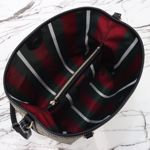 GG original canvas emblem medium bucket bag 815103 black