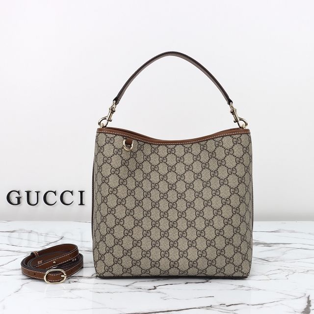 GG original canvas emblem medium bucket bag 815103 brown
