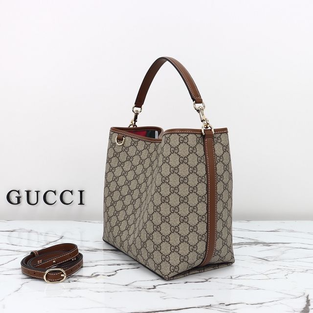 GG original canvas emblem medium bucket bag 815103 brown