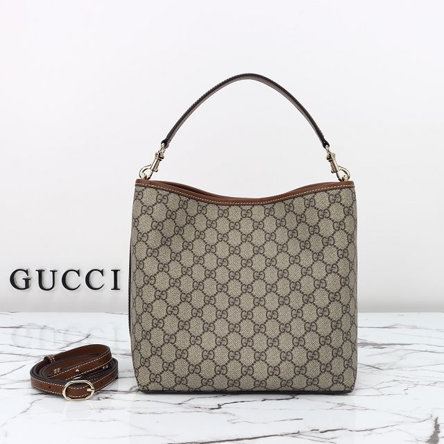 GG original canvas emblem medium bucket bag 815103 brown