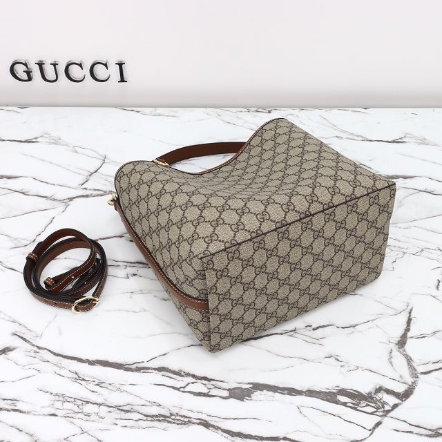 GG original canvas emblem medium bucket bag 815103 brown