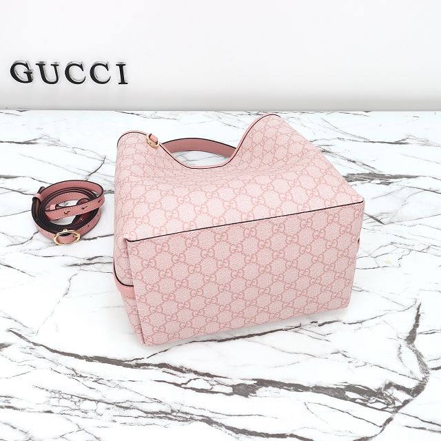 GG original canvas emblem medium bucket bag 815103 pink