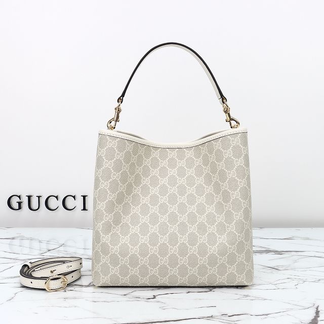 GG original canvas emblem medium bucket bag 815103 white