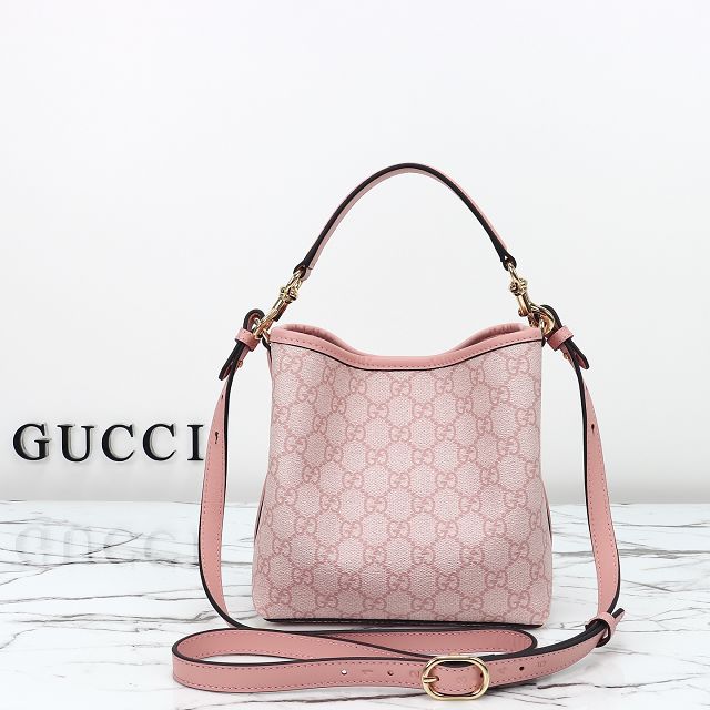 GG original canvas emblem mini bucket bag 815118 pink